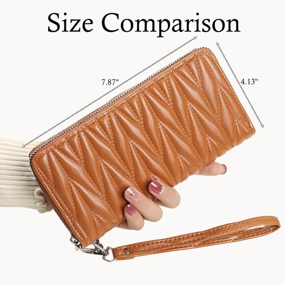 Women's RFID Wallet Vegan Leather Quilted Large Capacity Organizer - Picture 4 of 9